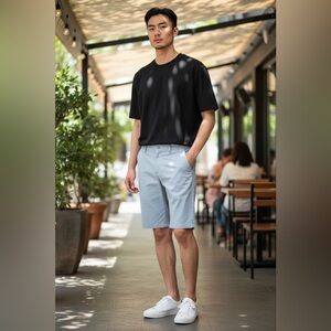 Bugatchi Men’s Light Gray Flat Front Bermuda Shorts Size 42 NWT